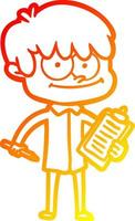 warm gradient line drawing happy cartoon man vector