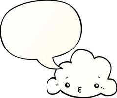 cute cartoon cloud and speech bubble in smooth gradient style vector