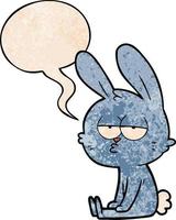 cute cartoon rabbit and speech bubble in retro texture style vector