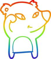 rainbow gradient line drawing cute cartoon bear vector