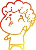 warm gradient line drawing cartoon man pouting vector