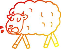 warm gradient line drawing cartoon sheep vector