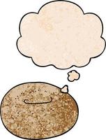 cartoon donut and thought bubble in grunge texture pattern style vector