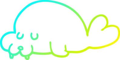 cold gradient line drawing cartoon walrus vector