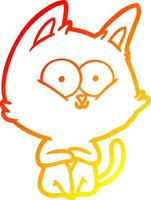 warm gradient line drawing cartoon cat vector