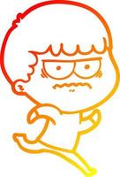 warm gradient line drawing cartoon annoyed man vector