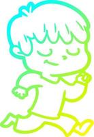 cold gradient line drawing cartoon happy boy vector