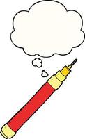 cartoon pen and thought bubble vector
