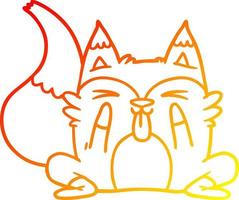 warm gradient line drawing funny cartoon fox vector