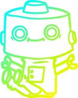 cold gradient line drawing cartoon robot vector