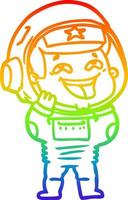 rainbow gradient line drawing cartoon laughing astronaut vector