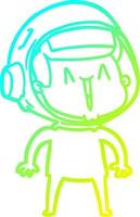 cold gradient line drawing happy cartoon astronaut vector