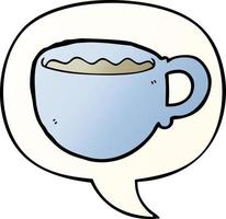 cartoon coffee cup and speech bubble in smooth gradient style vector