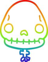 rainbow gradient line drawing cartoon halloween skull vector