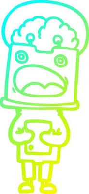 cold gradient line drawing cartoon robot