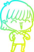 cold gradient line drawing cartoon woman vector