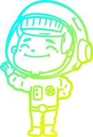 cold gradient line drawing happy cartoon astronaut vector