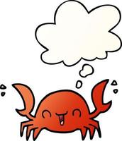 cartoon crab and thought bubble in smooth gradient style vector