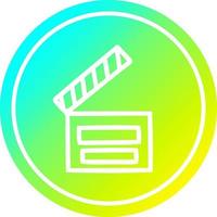 movie clapper board circular in cold gradient spectrum vector