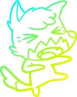 cold gradient line drawing angry cartoon fox attacking vector