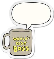 worlds best boss mug and speech bubble sticker vector