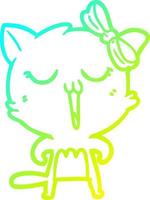 cold gradient line drawing cartoon cat vector