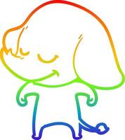 rainbow gradient line drawing cartoon smiling elephant vector