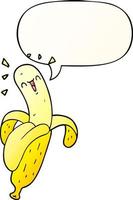 cartoon banana and speech bubble in smooth gradient style vector