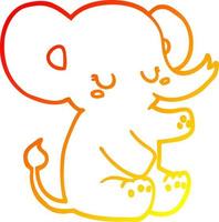 warm gradient line drawing cartoon elephant vector