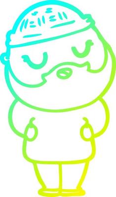 cold gradient line drawing cartoon man with beard