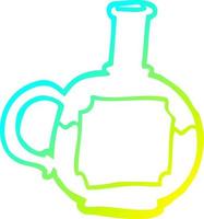 cold gradient line drawing cartoon of potion bottle vector