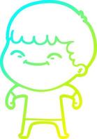 cold gradient line drawing cartoon happy boy vector
