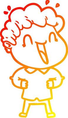 warm gradient line drawing cartoon happy man
