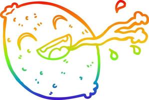 rainbow gradient line drawing cartoon squirting lemon vector