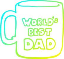 taza de dibujo de línea de gradiente frío el mejor papá del mundo vector