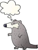 cartoon badger and thought bubble in smooth gradient style vector