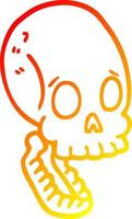 warm gradient line drawing cartoon skull vector