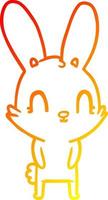 warm gradient line drawing cute cartoon rabbit vector