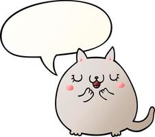 cartoon cute cat and speech bubble in smooth gradient style vector