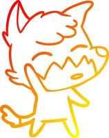 warm gradient line drawing cartoon fox vector