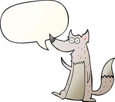 cartoon wolf and speech bubble in smooth gradient style vector