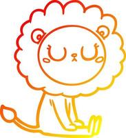 warm gradient line drawing cartoon lion vector