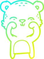 cold gradient line drawing happy cartoon bear vector