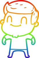 rainbow gradient line drawing cartoon friendly man vector