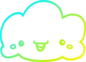 cold gradient line drawing cartoon cloud vector