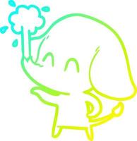 cold gradient line drawing cute cartoon elephant spouting water vector