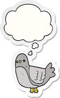 cartoon bird and thought bubble as a printed sticker vector