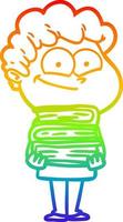 rainbow gradient line drawing cartoon happy man vector