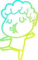 cold gradient line drawing cartoon man singing vector