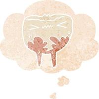 cartoon bad tooth and thought bubble in retro textured style vector